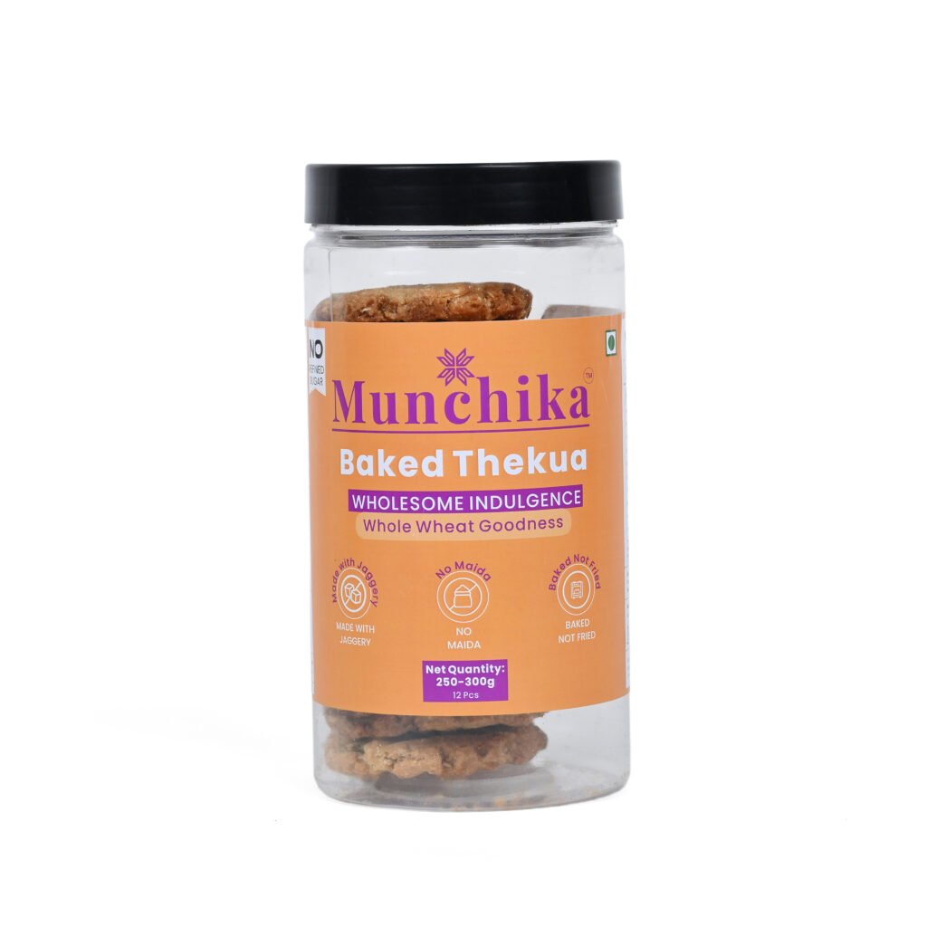Munchika Baked Thekua – No Maida, Made with Jaggery | Traditional Healthy Snack | 250g (12 pcs)