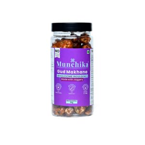 Munchika Gud Makhana (Jaggery Roasted Foxnuts) – 60g | Healthy, Guilt-Free Snack | No Cholesterol, No Trans Fat | Rich in Fibre