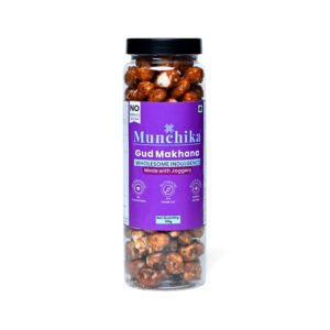 Munchika Gud Makhana (Jaggery Roasted Foxnuts) – 110g | Healthy, Guilt-Free Snack | No Cholesterol, No Trans Fat | Rich in Fibre