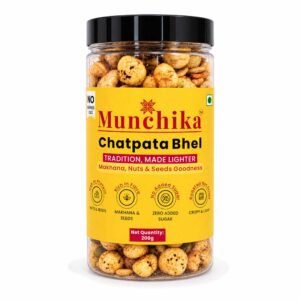 Munchika Chatpata Bhel | Crunchy Makhana, Nuts & Seeds | Roasted Indian Snack | No Added Sugar | 200g